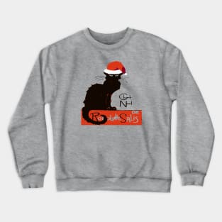 Le Chat Noel Christmas Parody Distressed Cut Out Crewneck Sweatshirt